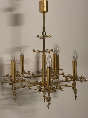 Mid Century Gilded Brass Crystal Chandelier From Palwa 1960s - Crystal Chandelier Sconce Mid Century Gilded Brass Crystal Chandelier From Palwa 1960s - Crystal Chandelier Sconce