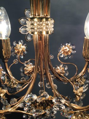 2.7" floral stamped gold metal chandelier lamp bobeche wind chime prism hanger 