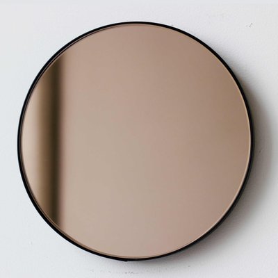 Large Round Bronze Tinted Orbis Mirror, Large Circular Bronze Mirror