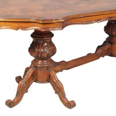 Art Deco Ferrarese Burl Dining Table & 6 Chairs Set, 1930s