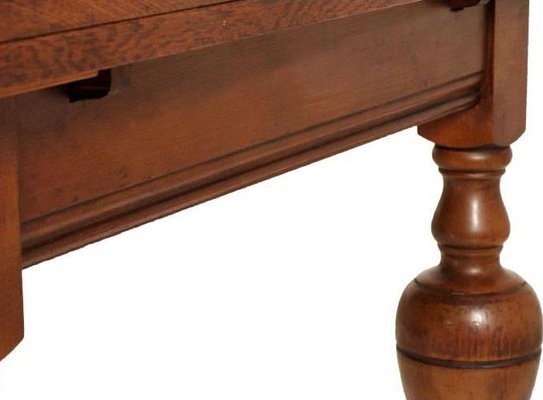 Tavolo Neoclassico Antico In Legno Di Quercia Massiccio