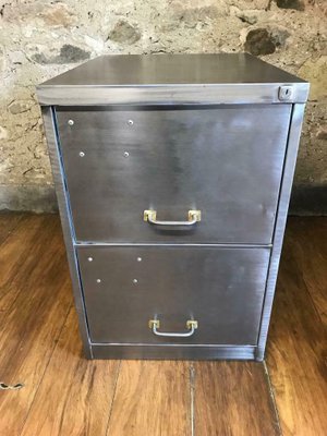 vintage industrial 2-drawer metal filing cabinet, 1970s