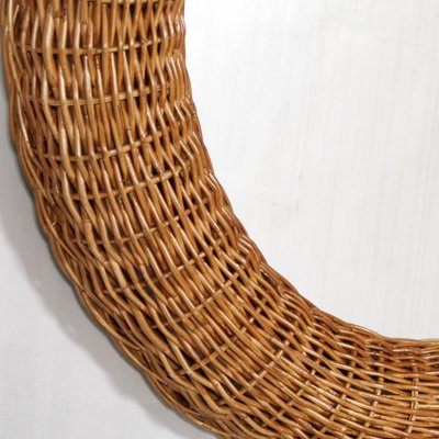 Mid-Century Spiegel mit Rahmen aus Bambus & Rattan bei Pamono kaufen