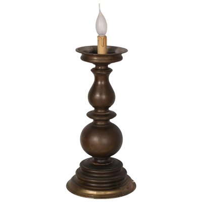 17th Century Baroque Bronze Candlestick, Candle Table Lamp
