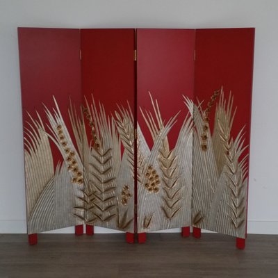 Art Deco Style Wooden Folding Screen Room Divider 1970s For At Art Deco Style Wooden Folding Screen Room Divider 1970s 2
