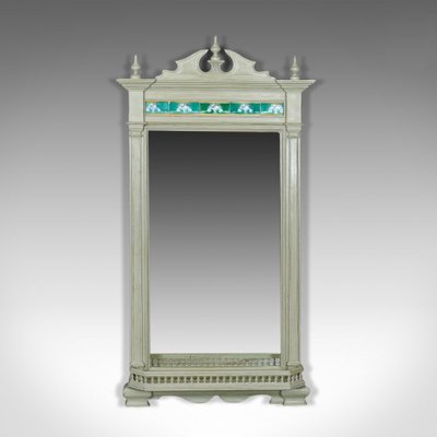 Large Painted Wall Mirror With Tiles 1890s
