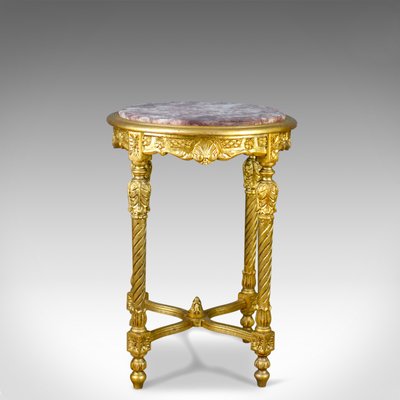 French Giltwood Marble Side Table 1980s