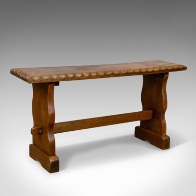 Small English Arts Crafts Revival Teak 2 Seater Bench For Sale
