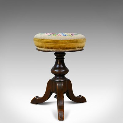 Antique Victorian Walnut Adjustable Piano Stool 1880s For Sale At