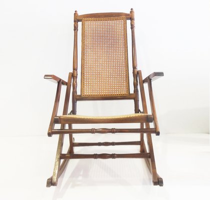 Mid Century Cane Folding Rocking Chair 1950s For At Pamono Mid Century Cane Folding Rocking Chair 1950s 2