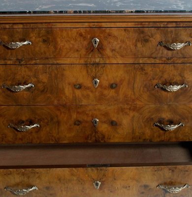 Art Deco Venetian Walnut And Marble Chest Of Drawers For Sale At