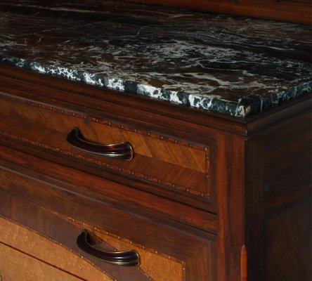 Antique Italian Marble Top Chest Of Drawers 2 Nightstands Set