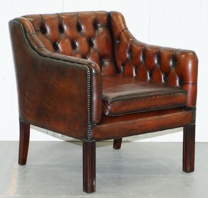Vintage Leather Chesterfield Gun Suite 3 Seat Sofa Armchair Set 1960s