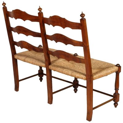 Turned Wood Country Bench With Straw Seat 1920s For Sale At Pamono