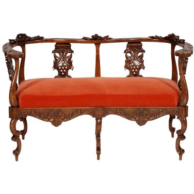 Two Seat Carved Sofa By Testolini Salviati 1870s For At Pamono Two Seat Carved Sofa By Testolini