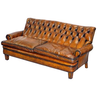 Victorian Brown Leather Sofa