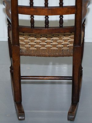 Small Antique Georgian Elm Children S Rocking Chair With Rope Seat Small Antique Georgian Elm Children S Rocking Chair With Rope Seat 4