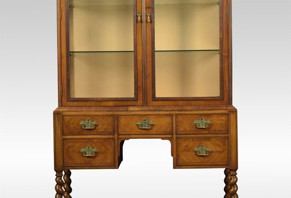 Antique Queen Ann Style Walnut Display Cabinet For Sale At Pamono