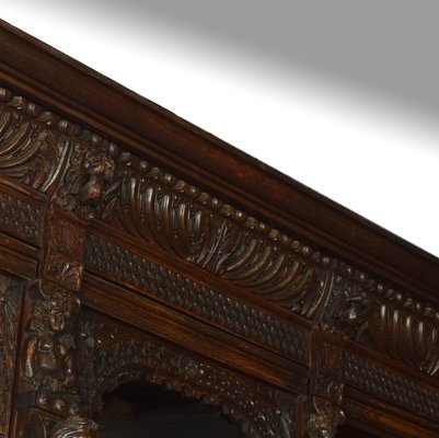 Large Antique Renaissance Revival Carved Oak Cabinet For Sale At