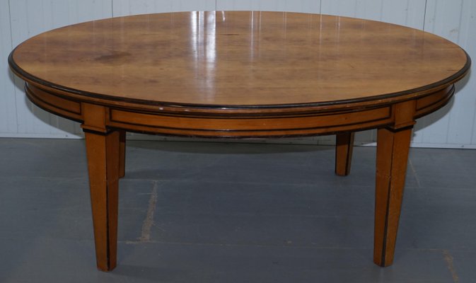 Antique Swedish Biedermeier Solid Birch Oval Dining Table