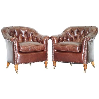 Antique Brown Leather Club Armchairs Form Howard Sons Set Of 2 Antique Brown Leather Club Armchairs Form Howard Sons