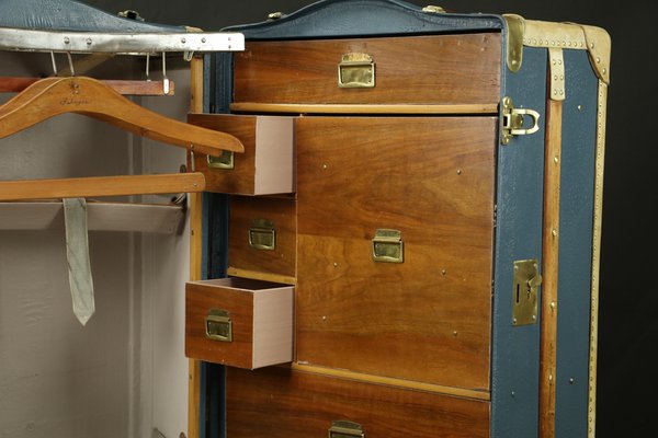 Canvas Brass Mahogany Wardrobe Trunk 1920s For Sale At Pamono