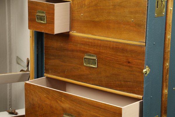 Canvas Brass Mahogany Wardrobe Trunk 1920s For Sale At Pamono