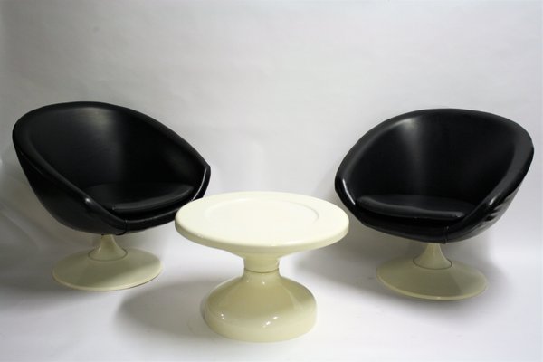 Space Age Set With 2 Lounge Chairs Coffee Table 1960s