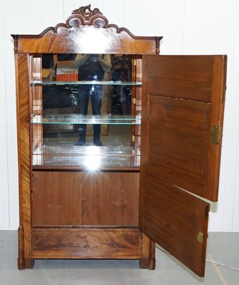 Antique Victorian Walnut Drinks Cabinet With Internal Light For