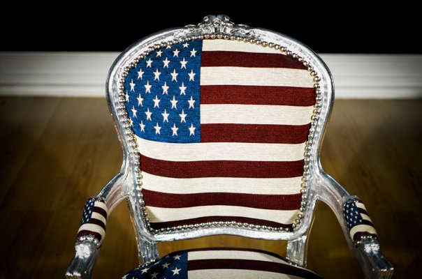 Sessel Mit Versilbertem Gestell Usa Flaggenbezug Aus Jeansstoff 1930er Bei Pamono Kaufen