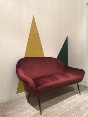 Italian Burgundy Velvet Living Room Set 1960s Italian Burgundy Velvet Living Room Set 1960s