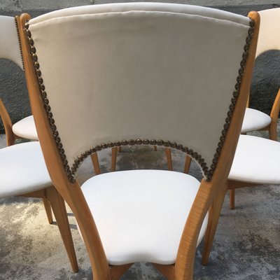 Ivory Skai Dining Chairs 1950s Set, Ivory Dining Chairs Set Of 4