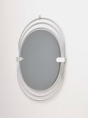 Oval Italian Smoked Wall Mirror With A Triple Chrome Plated Metal Oval Italian Smoked Wall Mirror With A