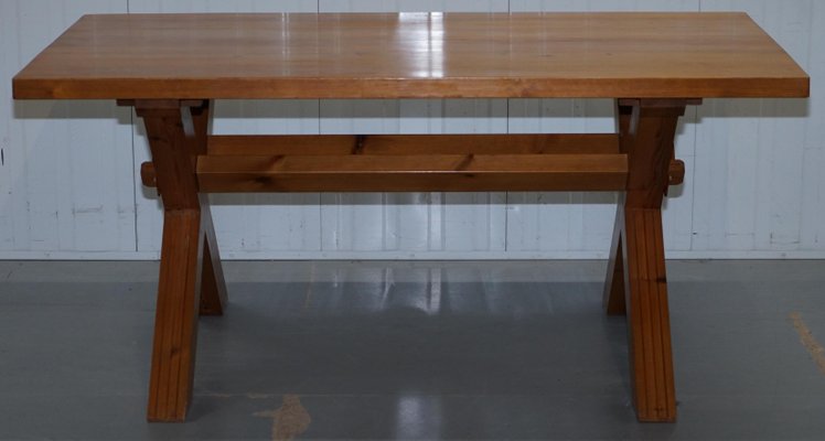 Solid Pine Set With X Framed Dining Table 6 Chairs From Robin Dining Table 6 Chairs From Robin