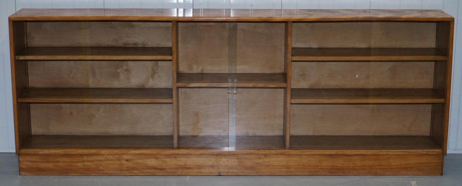 Large Mahogany Bookcase With Glass Doors 1950s
