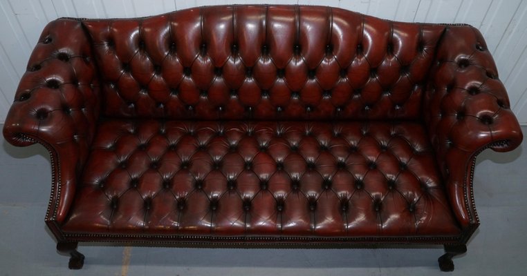Antique Style Leather Chesterfield Sofas 1950s Set Of 2