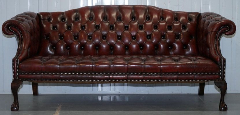 Antique Style Leather Chesterfield Sofas 1950s Set Of 2