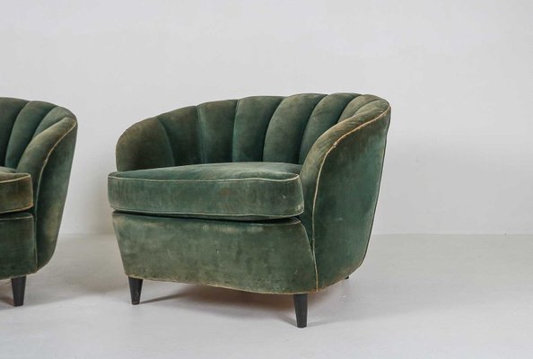 Art Deco Blue Club Chairs 1930s Set Of 2