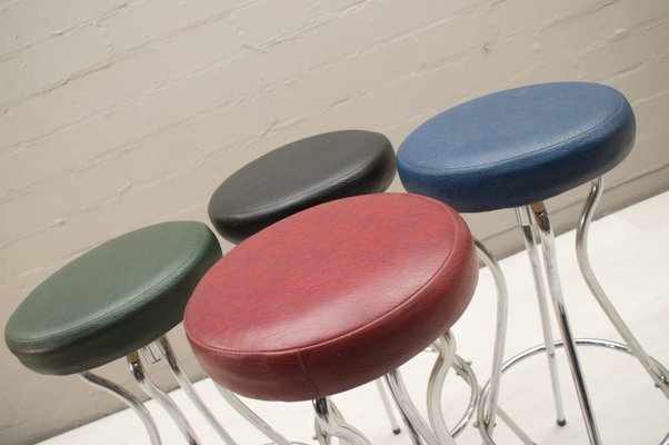 Mid Century Modern German Rotating Colored Bar Stools 1950s Set Of 4 Bei Pamono Kaufen