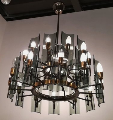 Br And Crystal 24 Light Chandelier 1950s Br And Crystal 24 Light Chandelier 1950s