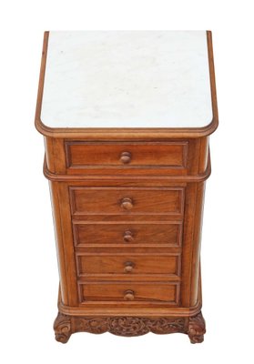 Antique French Walnut Marble Bedside Table For Sale At Pamono