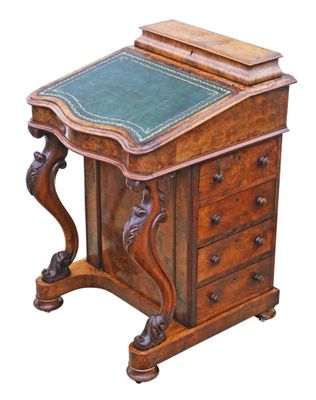 Victorian Burr Walnut Davenport Writing Table 1870s For Sale At