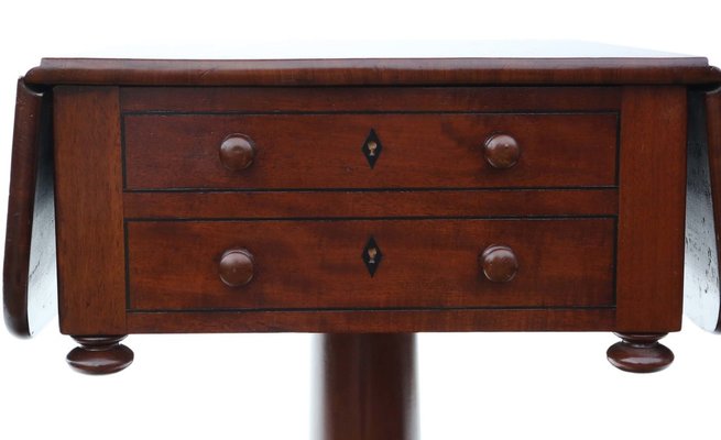 19th Century Mahogany Two Drawer Drop Leaf Work Table For Sale At