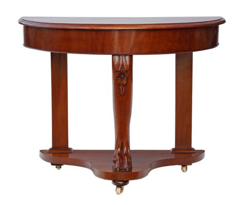 Antique Victorian Mahogany Demi Lune Console Table 1890s for sale