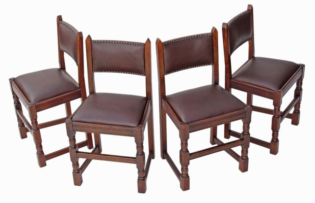 Gothic Revival Oak Dining Chairs 1950s Set Of 4 For Sale At Pamono