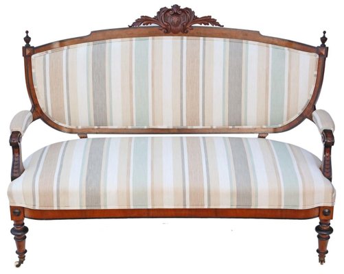 Antique Victorian Burr Walnut Sofa 1880s Antique Victorian Burr Walnut Sofa 1880s