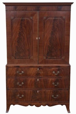 Antique Mahogany Linen Press Wardrobe For Sale At Pamono