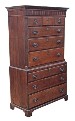 Antique Georgian Oak Tall Chest Of Drawers For Sale At Pamono
