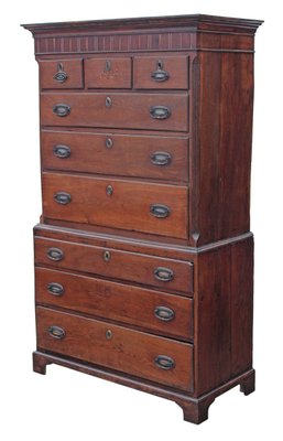 Antique Georgian Oak Tall Chest Of Drawers For Sale At Pamono