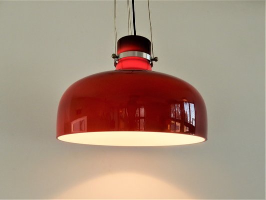 Vintage Red Brown Colored Glass Pendant, Red Stained Glass Hanging Lamps